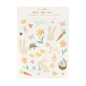 Easter egg tattoo set with bunnies, chicks, colorful designs