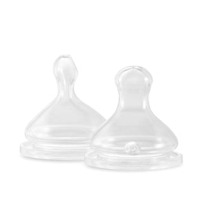 Elhee Anti Colic Baby Bottle Teats (2 Pack) - Fast flow teats in a white background.