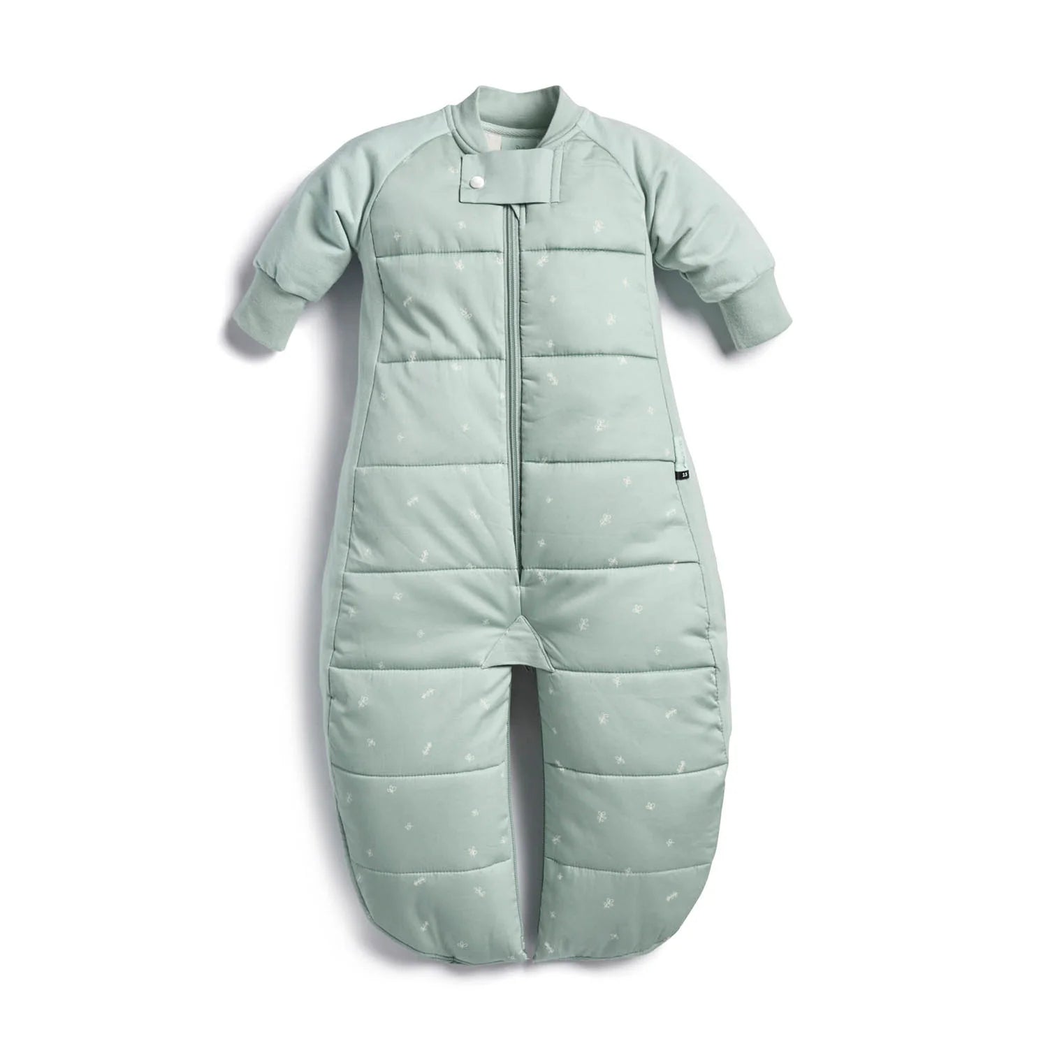 2.5 TOG Sleep Suit Bag in organic cotton, shown in full sleeping bag mode.