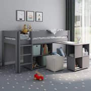 Estella Grey Midsleeper with Cube and Desk
