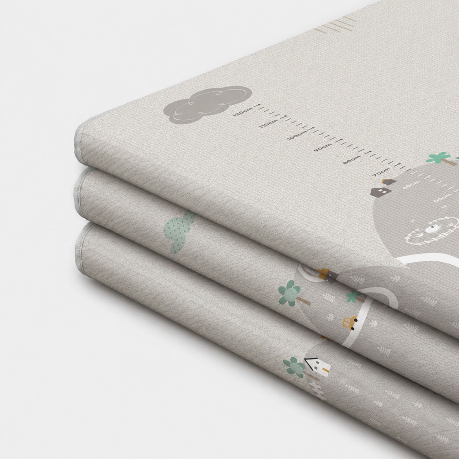 Close-up of the Allis play mat neatly folded, showing the textured, non-slip surface and the durable folding hinges.