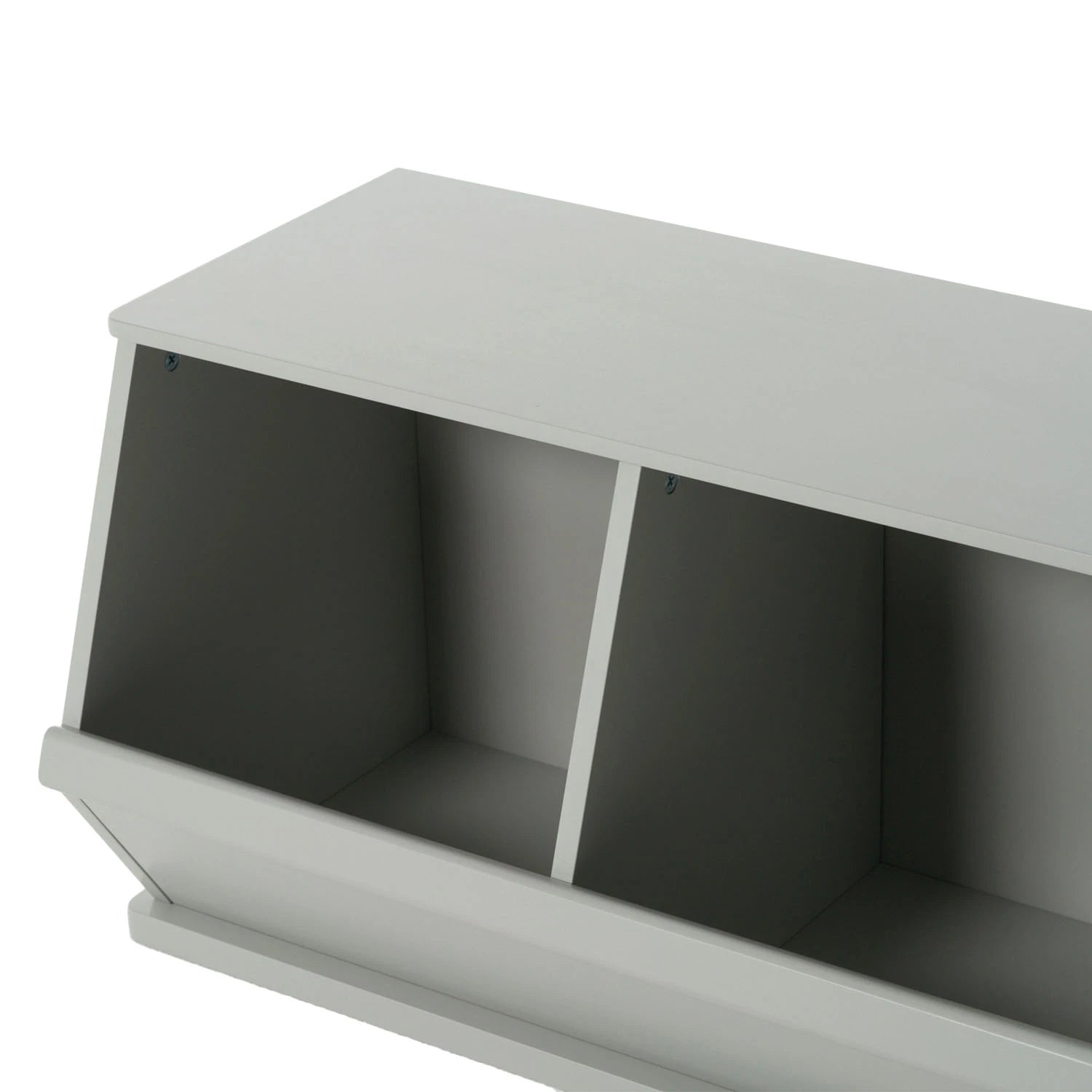 Close-up of anti-tip safety kit included with wooden toy storage trunks.