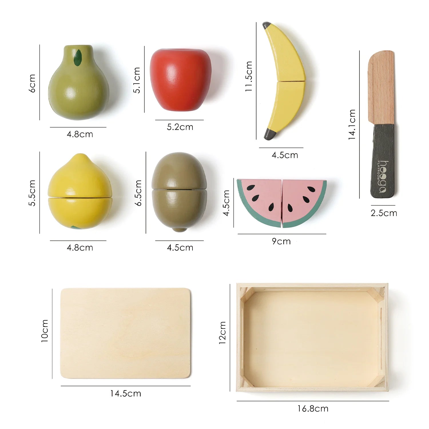 Hooga Playroom Wooden Food Toys Fruits with Basket