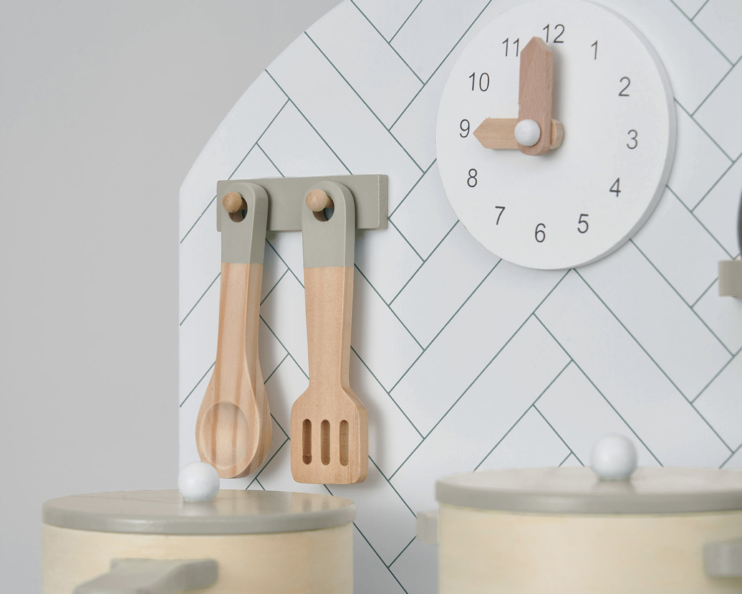 Hooga Wooden Play Kitchen with 6 Utensils