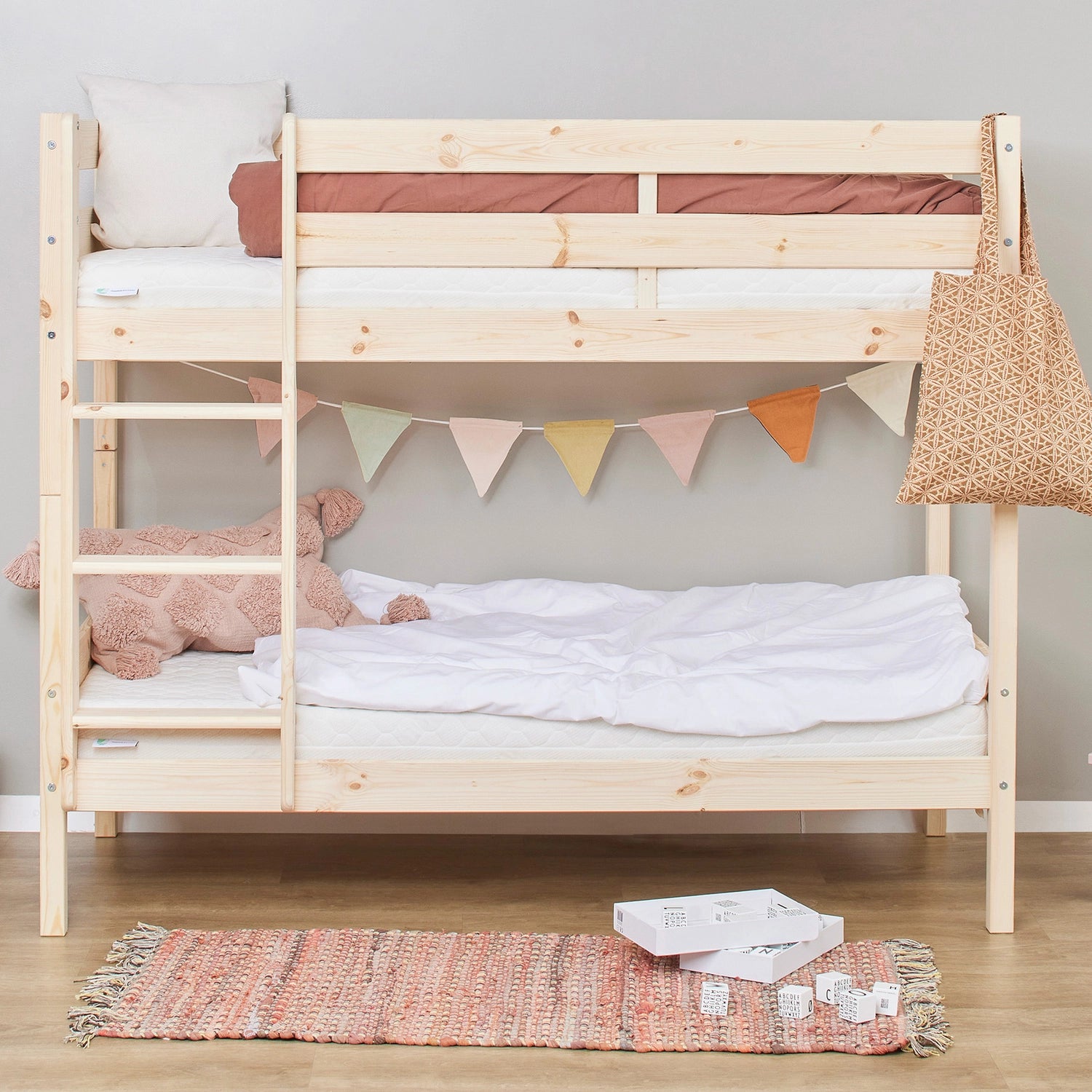 Eco friendly children’s bunk bed crafted from non-toxic, sustainable pine materials
