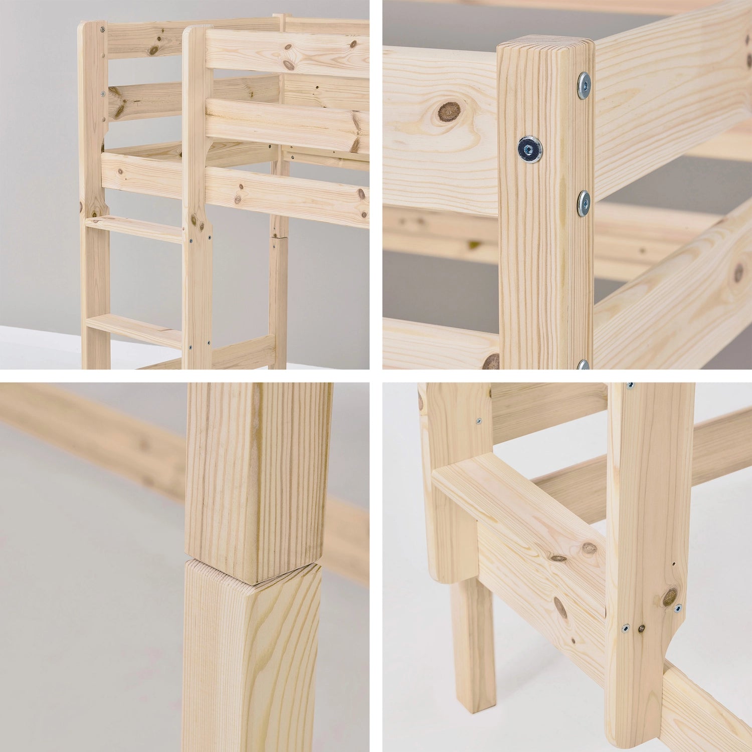 Premium quality children’s bunk bed with natural pine finish and solid construction.