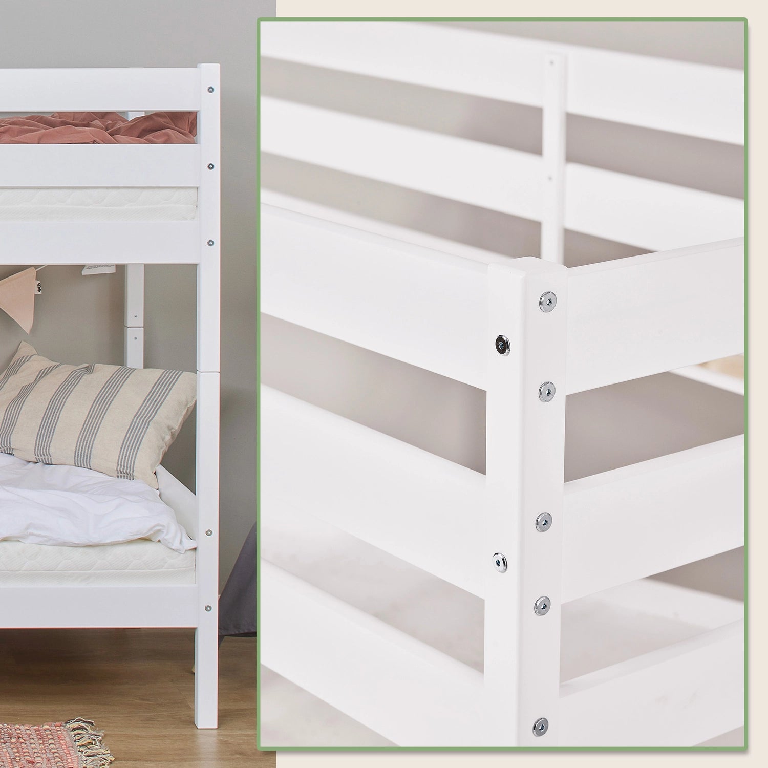 Shorty style bunk bed perfect for transitioning children from cot to regular bed.