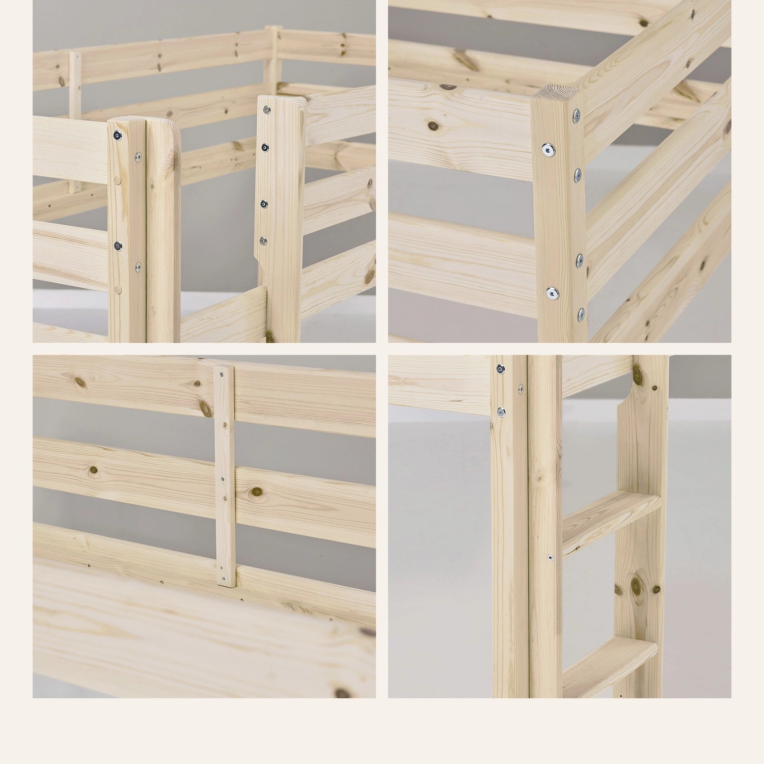 close-up of safety slats and ladder on midsleeper bed