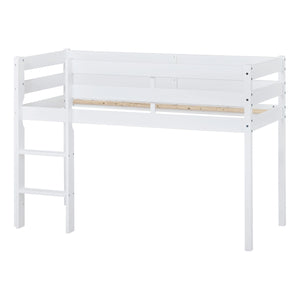 Hoppekids eco shorty midsleeper kids junior bed in white frame.