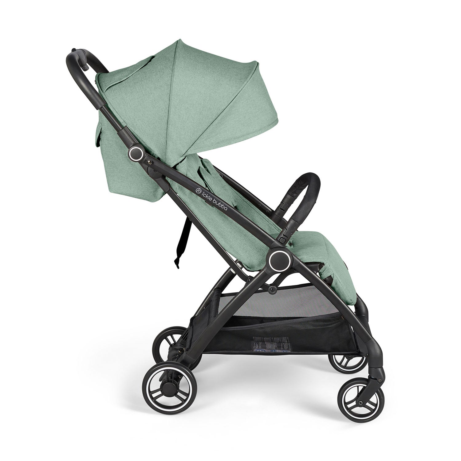 The Ickle Bubba Aires folding pushchair features front and rear suspension for smooth steering.