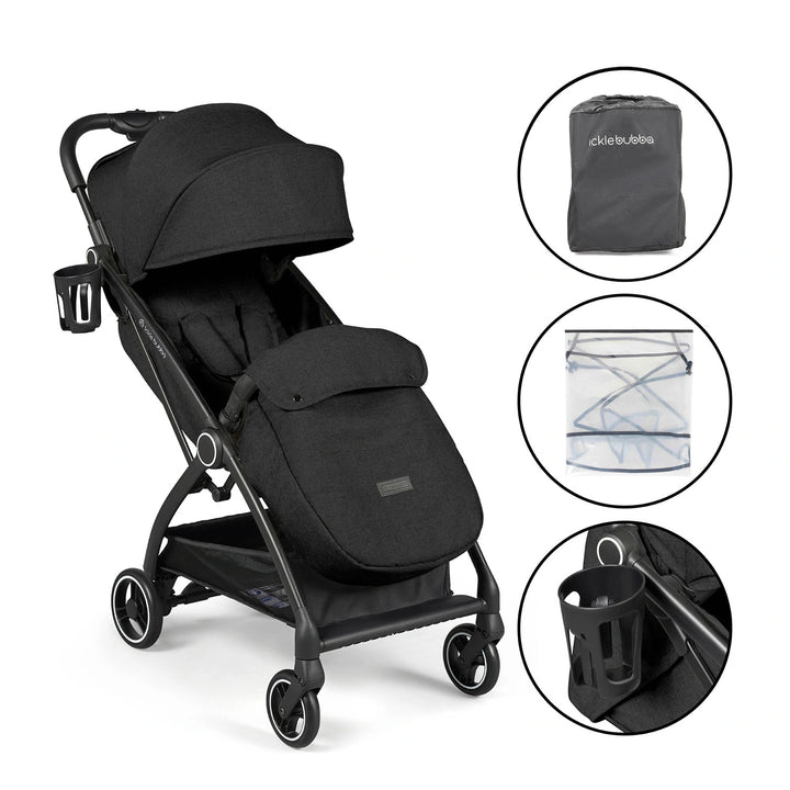 Ickle Bubba Aries Max Auto Fold Stroller, Includes: footwarmer, cup holder, and rain cover