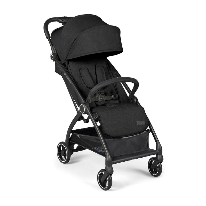 Black Ickle Bubba Aries Max 3 stroller with large sun canopy and adjustable leg rest, ideal for all-weather adventures.
