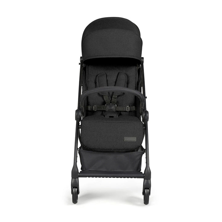 Black Ickle Bubba Stroller featuring a cup holder, suitable for newborns and toddlers up to 22kg.
