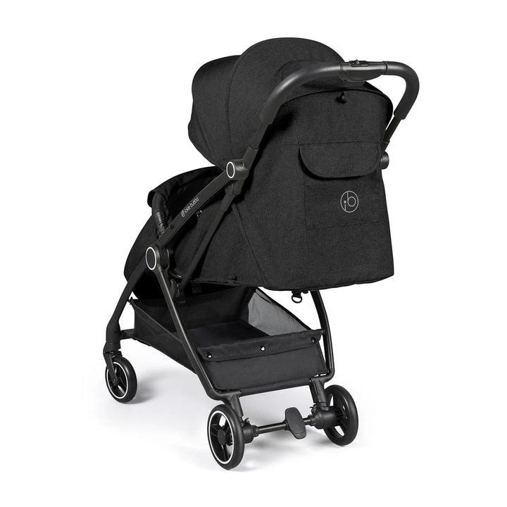 All-terrain black Ickle Bubba aries stroller with black hood, cup holder, and rain cover, perfect for adventurous parents and their little ones.
