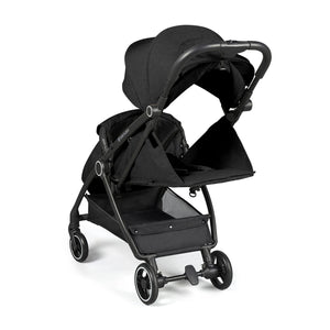Lightweight black Ickle Bubba Mercury Fold stroller with a comfortable seat and playful polka dot pattern, offering convenient stroller rides for babies and toddlers