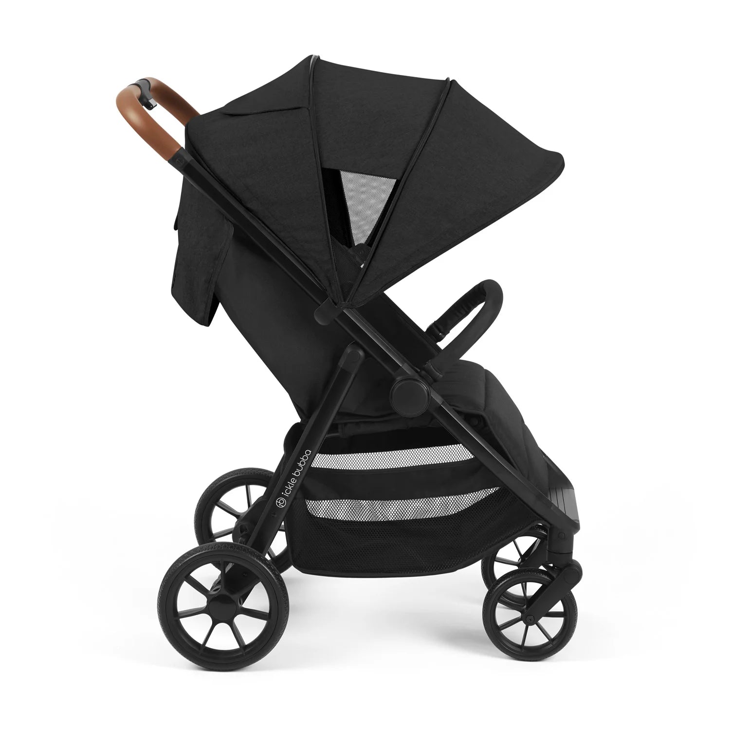 Ickle Bubba stroller - View of extendable UPF 50+ sun hood fully opened.