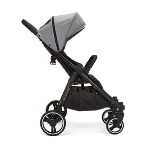 Stroller with UPF 50+ extendable canopy hoods for sun protection.