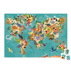 Completed educational puzzle with dinosaurs