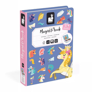 Janod Magnetibook Unicorn compact book-shaped storage case front cover design
