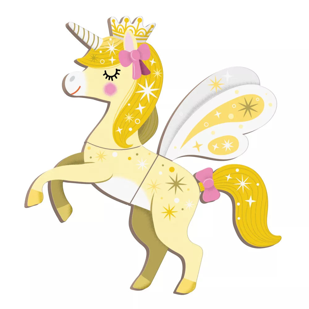 Completed Janod Magnetibook Unicorn winged unicorn magnetic figure bright gold and white design