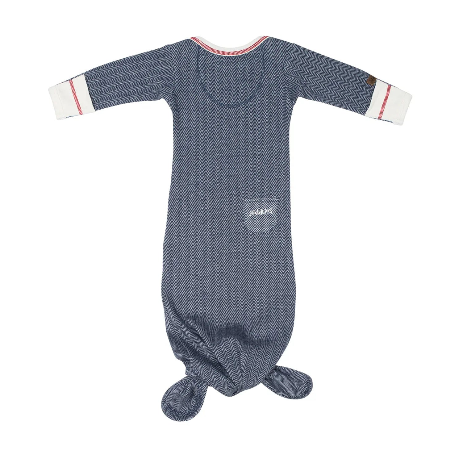 Juddlies organic knotted nightgowns in lake blue colour on a white background.