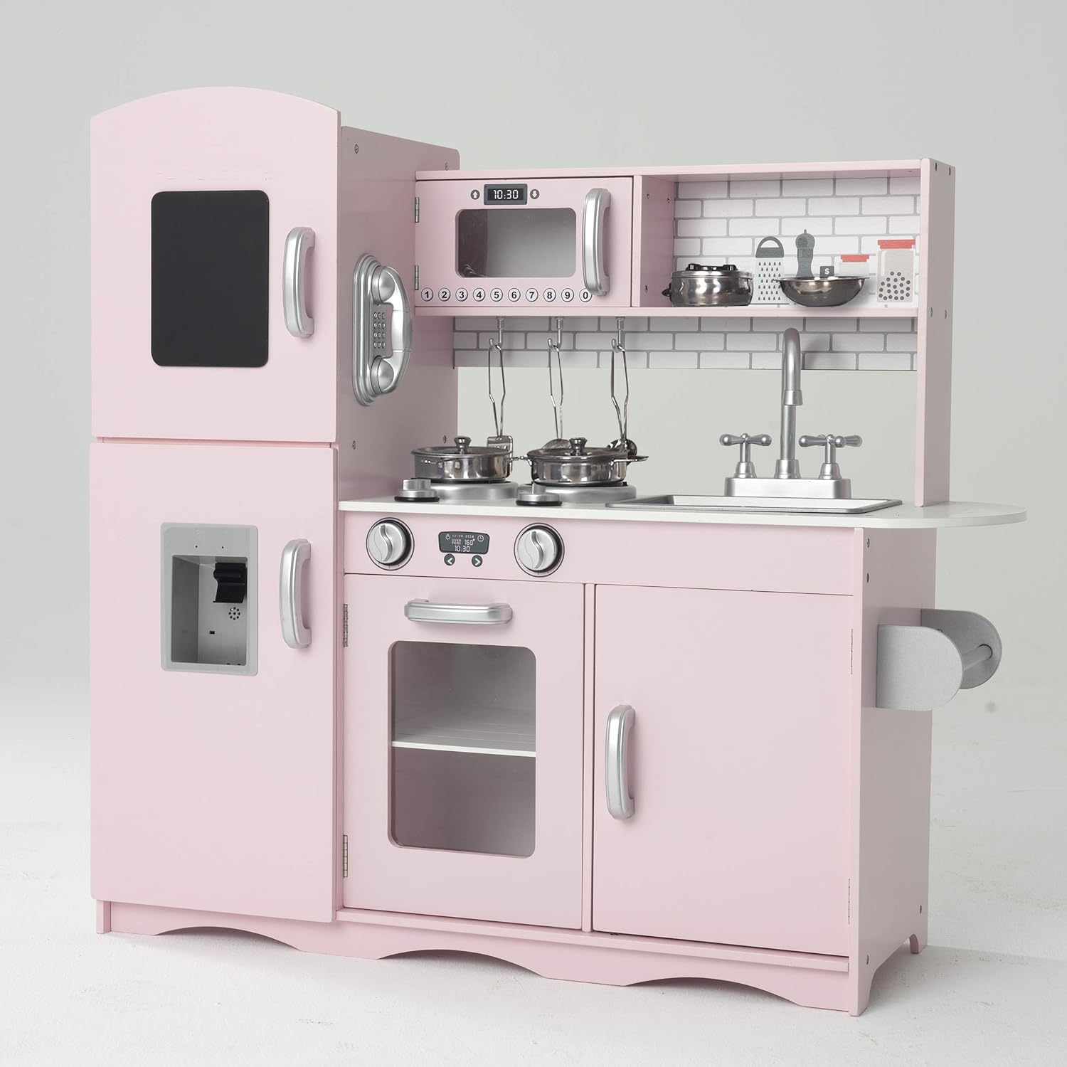 Kidoz Wooden Play Kitchen with Accessories - Pink