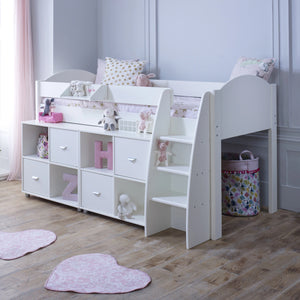 Kids Avenue Eli F Mid Sleeper Cabin Bed with Storage - White