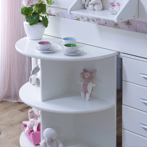 Space-saving kids bed featuring pull-out workspace.