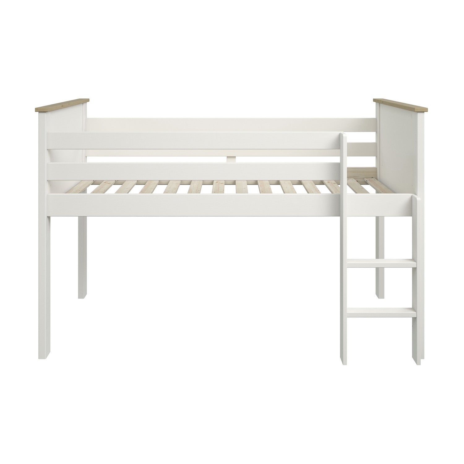 Kids Avenue Heritage midsleeper bed frame in white colour.