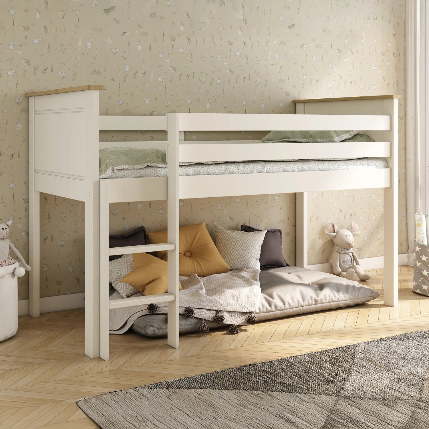 Kids Avenue Heritage Midsleeper Bed - White & Oak