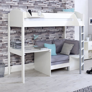 Kids Avenue Noah B High Sleeper Bed with Desk & Sofa - Silver
