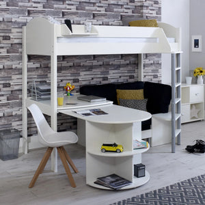 Kids Avenue Noah D High Sleeper Bed. Includes Sofabed & Pull Out Desk.