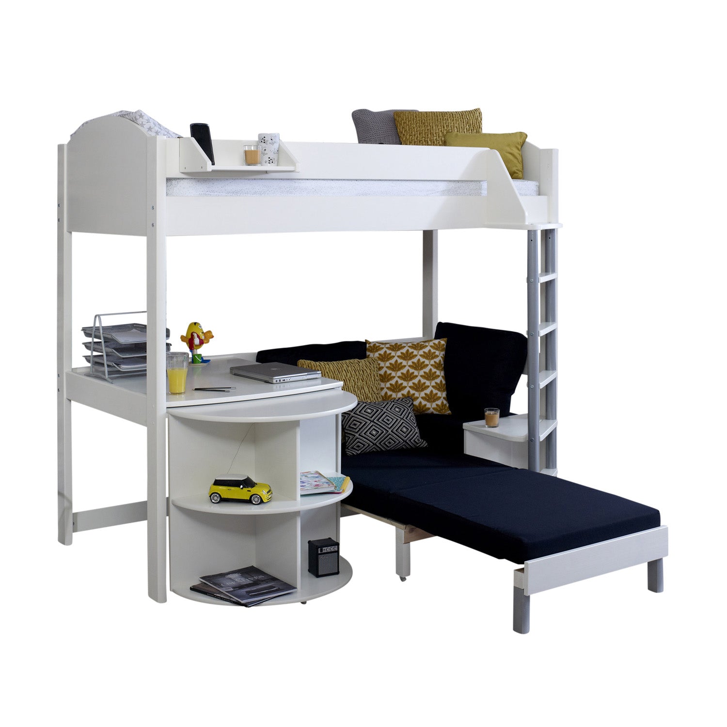 Kids Avenue Noah D high sleeper bed in a white background.
