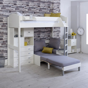 Kids Avenue Noah F Kids High Sleeper Bed - Silver Futon