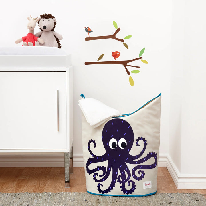 Octopus Laundry Hamper full of colorful clothes