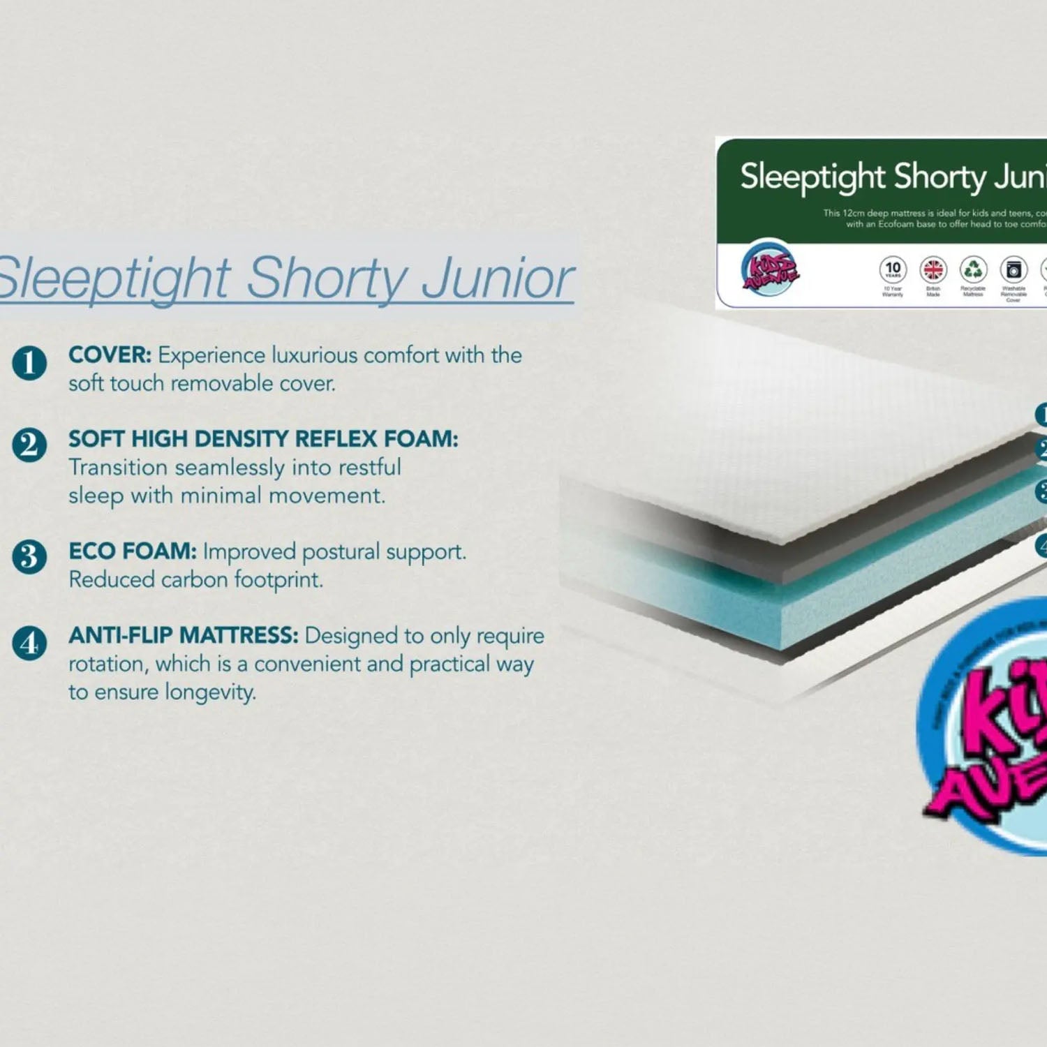 Kids avenue supportive shorty mattress for growing children