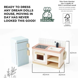 Wooden dollhouse kitchen furniture