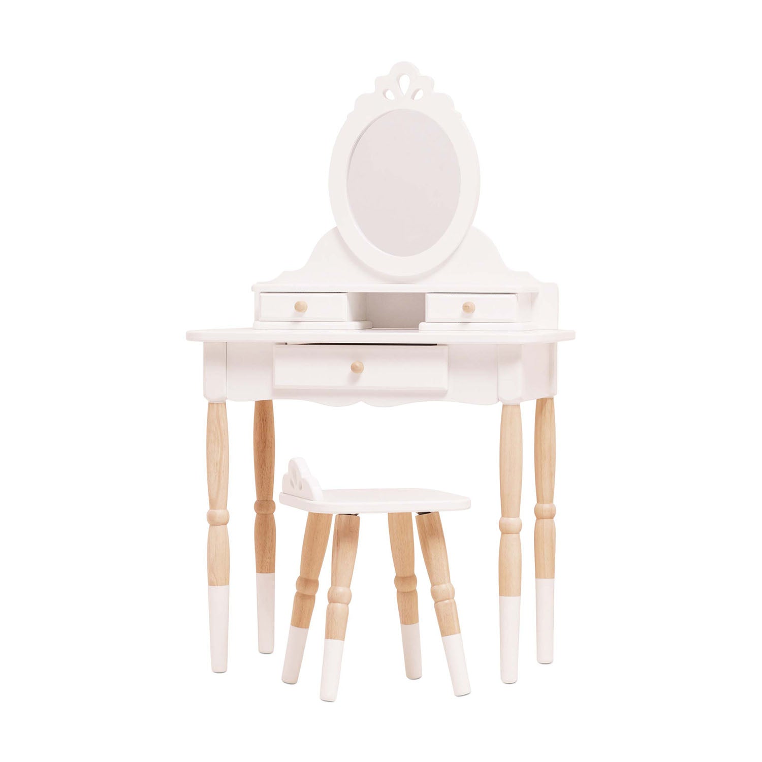 le toy van vanity table with wooden stool for kids.