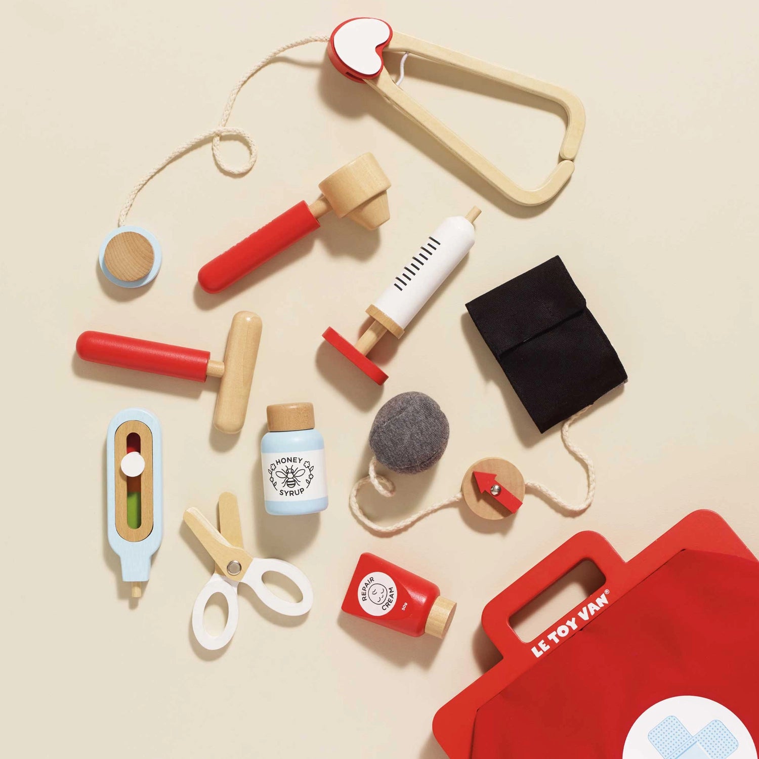 Wooden stethoscope for kids’ role play.