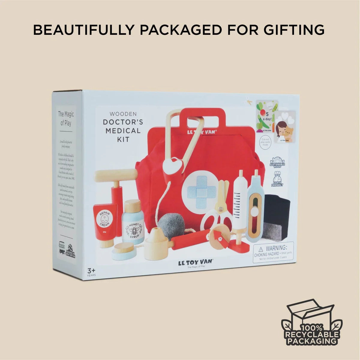Wooden doctors kit beautifully packeged for gifting.