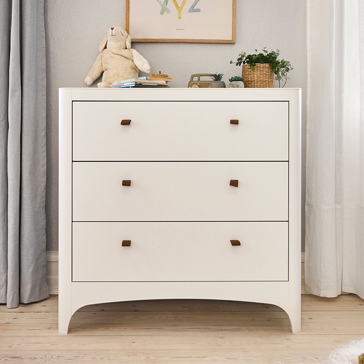 Spacious drawers open, showing storage for baby essentials