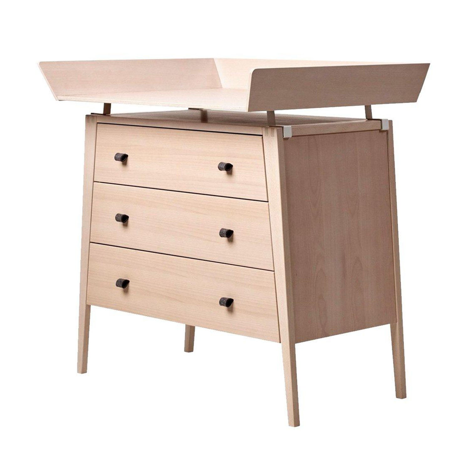 Leander Linea dresser with changing unit in oak colour.