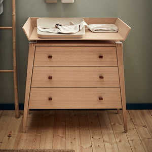 Leander Linea dresser with attached changing unit in a nursery.