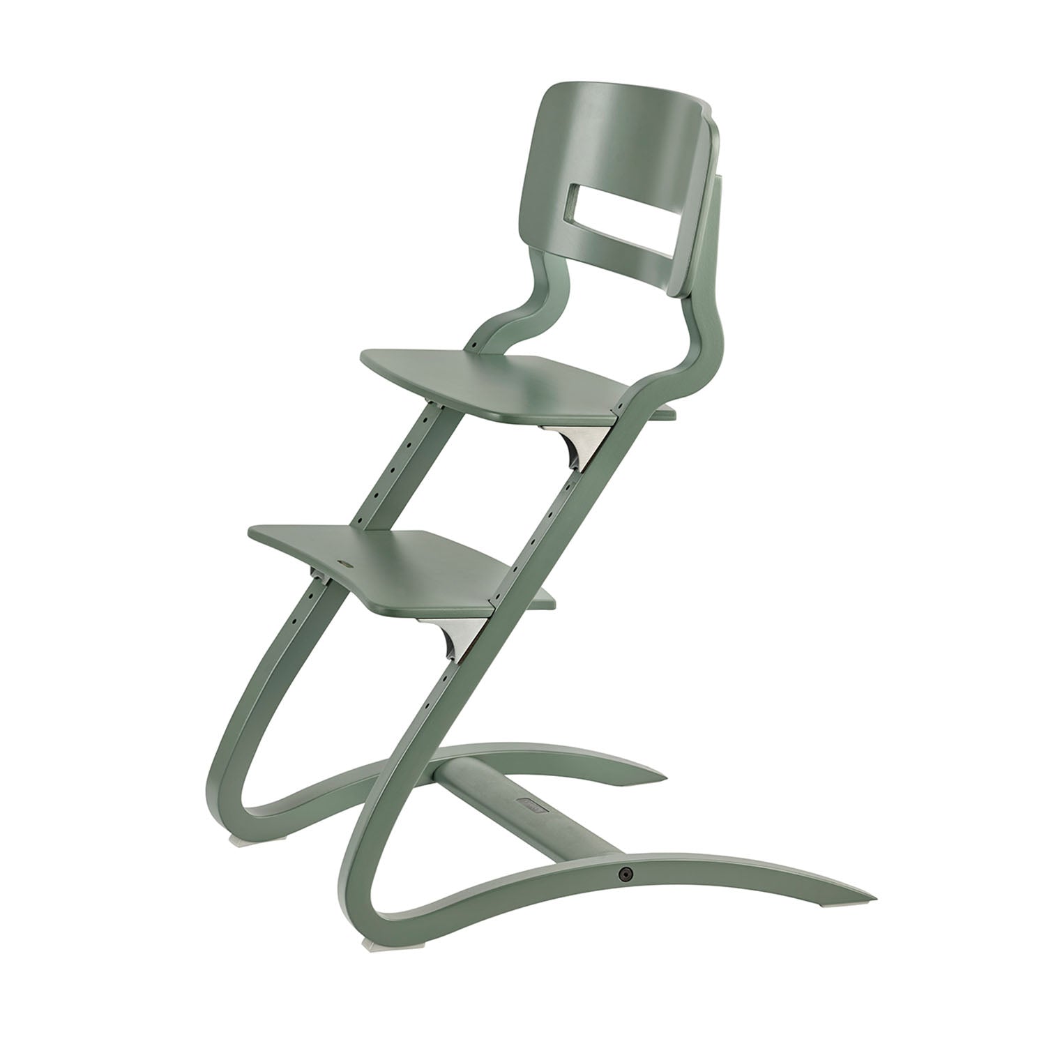 Leander Louie highchair with accessories in sage green colour.