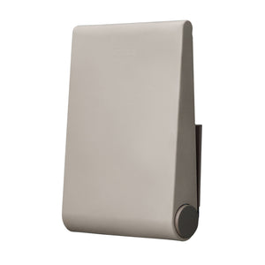 Leander Wally™ wall mounted changing table in closed position in a white background.