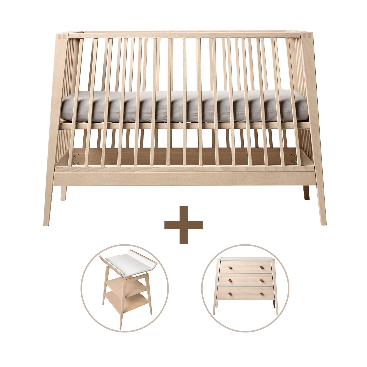 Leander Linea™ Nursery Bundle Cot, Mattress & Changing Table