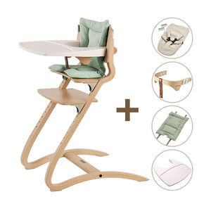 Louie Highchair Bundle showing white tray and safety bar.