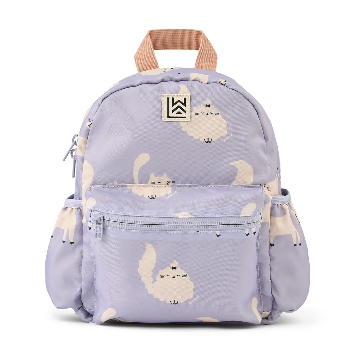 Liewood andreas backpack in cat warm lilac design for kids.