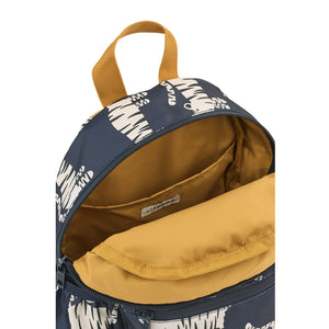 Liewood andreas backpack showing the inside design and colour which has pockets in orange colour fabric.