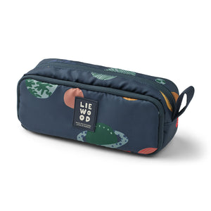 Liewood Cindy pencil case in universe classix navy colour. with multiple zipped compartments for kids